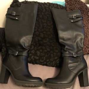 Black Leather high heel boots
